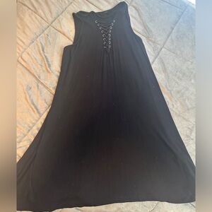 Black Sleeveless Lace-Up Dress